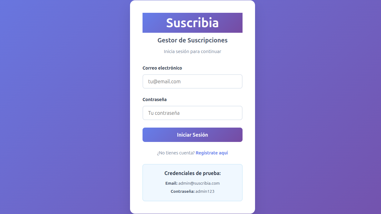 Gestor de Suscripciones - Suscribia